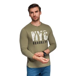 Vyriški chaki spalvos marškinėliai ilgomis rankovėmis Nyc