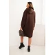 Moteriška pašiltinta tamsiai ruda suknelė su gobtuvu Leagve Ilgos suknelės