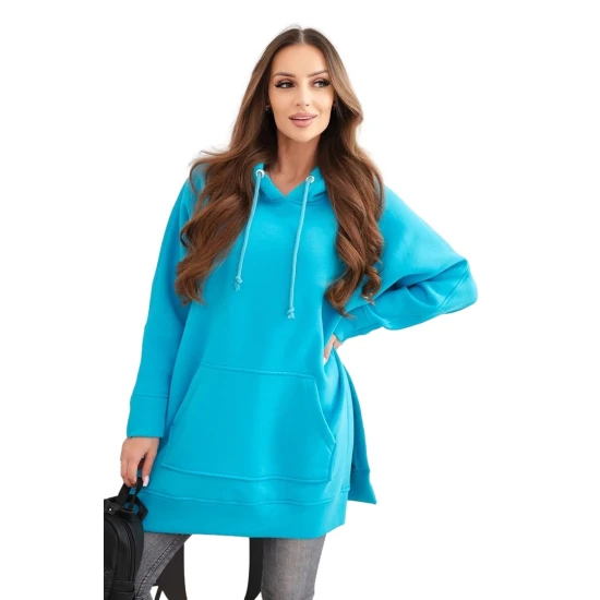 Moteriškas turkio spalvos džemperis su gobtuvu Wine Džemperiai su gobtuvu