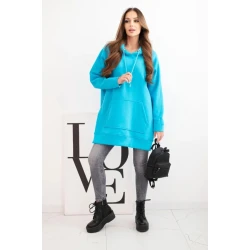 Moteriškas turkio spalvos džemperis su gobtuvu Wine 