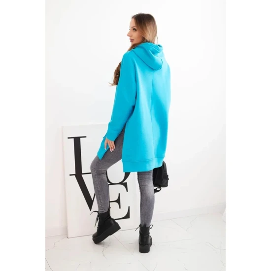 Moteriškas turkio spalvos džemperis su gobtuvu Wine Džemperiai su gobtuvu