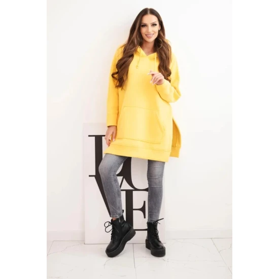 Moteriškas geltonas džemperis su gobtuvu Wine Džemperiai su gobtuvu