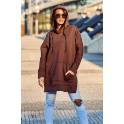 Moteriškas rudas džemperis su gobtuvu Wine 