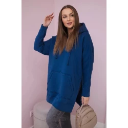 Moteriškas mėlynas džemperis su gobtuvu Wine 