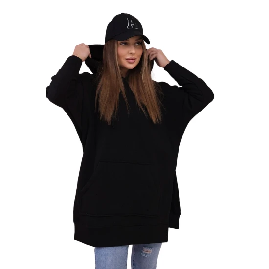 Moteriškas juodas džemperis su gobtuvu Wine Džemperiai su gobtuvu