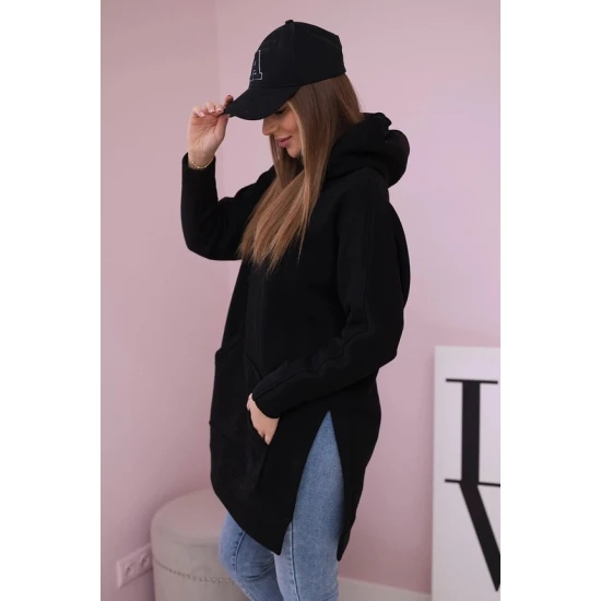 Moteriškas juodas džemperis su gobtuvu Wine Džemperiai su gobtuvu