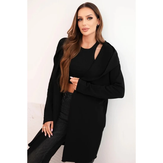 Moteriškas juodas megztinis su gobtuvu Alison Moteriški megztiniai