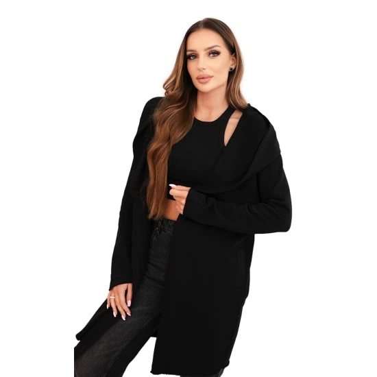 Moteriškas juodas megztinis su gobtuvu Alison Moteriški megztiniai