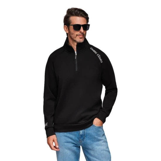 Vyriškas juodas megztinis Exim Megztiniai aukštu kaklu