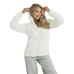 Moteriškas baltas džemperis su gobtuvu Mona