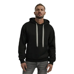 Vyriškas juodas džemperis su gobtuvu Race