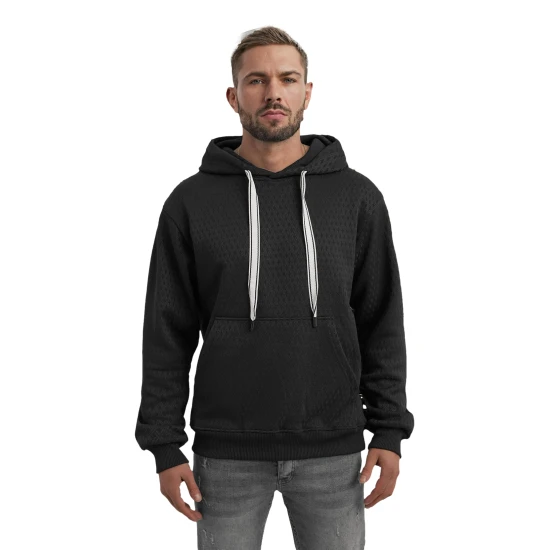 Vyriškas juodas džemperis su gobtuvu Carla Džemperiai su gobtuvu