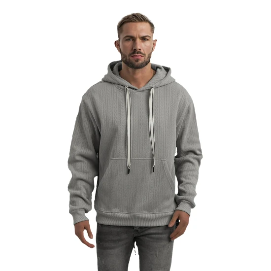 Vyriškas pilkas džemperis su gobtuvu Race Džemperiai su gobtuvu