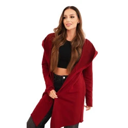 Moteriškas bordo megztinis su gobtuvu Alison