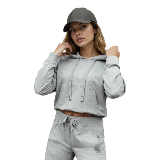 Moteriškas šviesiai pilkas džemperis su gobtuvu Sonia Džemperiai su gobtuvu