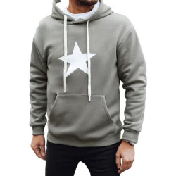 Vyriškas pilkas džemperis su gobtuvu Star