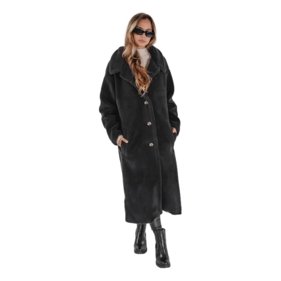 Moteriškas ilgas juodas žieminis paltas Fabio Moteriškos striukės