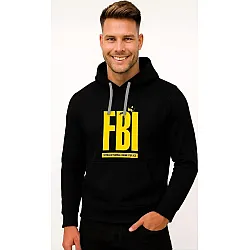 Vyriškas juodas džemperis su gobtuvu FBI