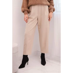 Moteriškos rusvos spalvos aukštu liemeniu kelnės Lori