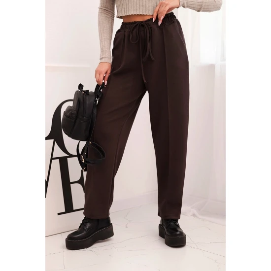 Moteriškos rudos spalvos kelnės Ador