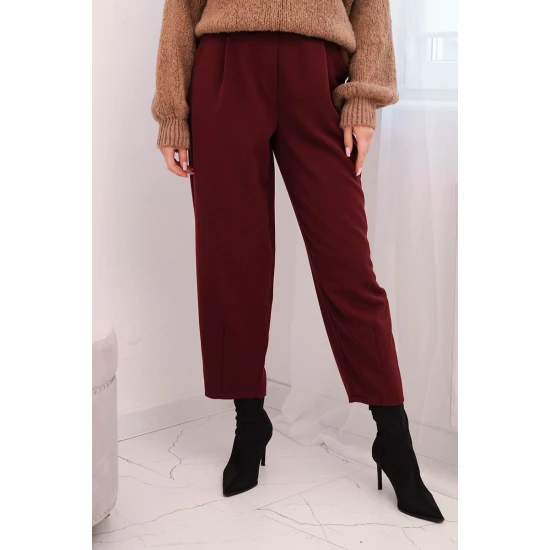 Moteriškos bordo spalvos aukštu liemeniu kelnės Lori