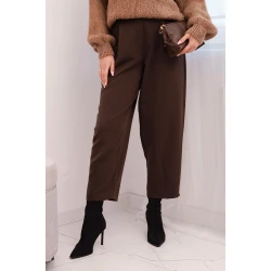 Moteriškos rudos spalvos aukštu liemeniu kelnės Lori