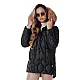 Moteriška juoda žieminė striukė su rudu kailiuku Lumor
