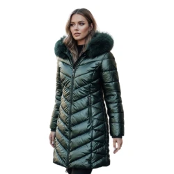 Moteriška dygsniuota žalia striukė Bela