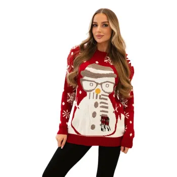Женский красный рождественский свитер Snowman