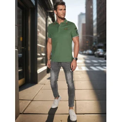 Vyriški polo marškinėliai su lopais žali US Army