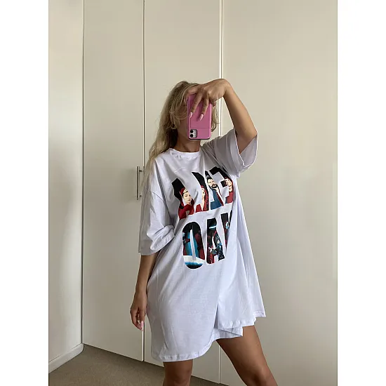 Moteriški oversize balti marškinėliai Ciao PK4441 Premium