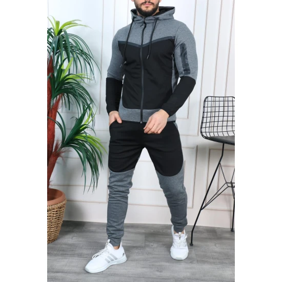 Vyriškas sportinis komplektas juoda - tamsiai pilka Rener PK3006 Premium