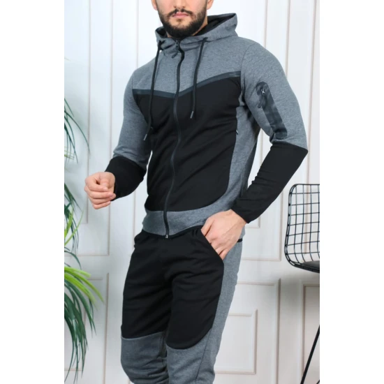 Vyriškas sportinis komplektas juoda - tamsiai pilka Rener PK3006 Premium