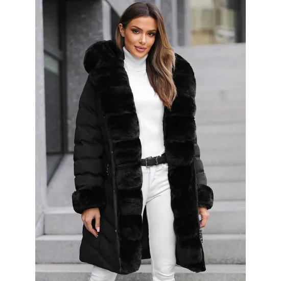 Jacket black with fur Dorter JS/5M3156/392