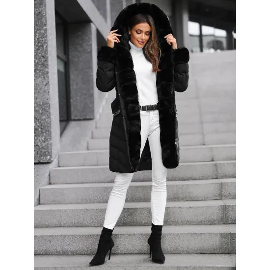 Jacket black with fur Dorter JS/5M3156/392