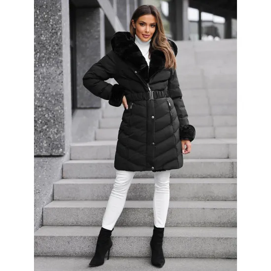 Jacket black with fur Dorter JS/5M3156/392