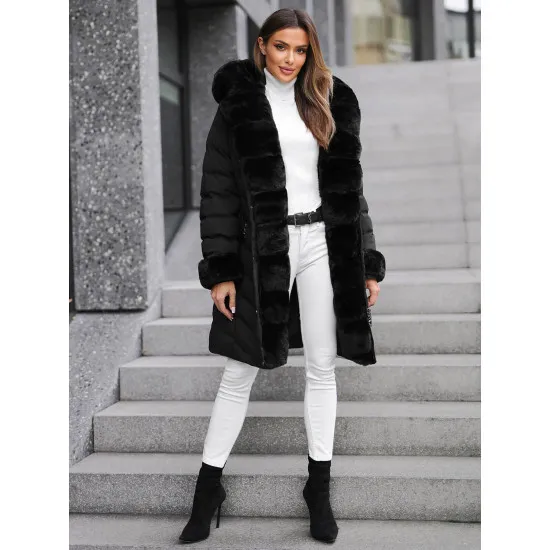 Jacket black with fur Dorter JS/5M3156/392