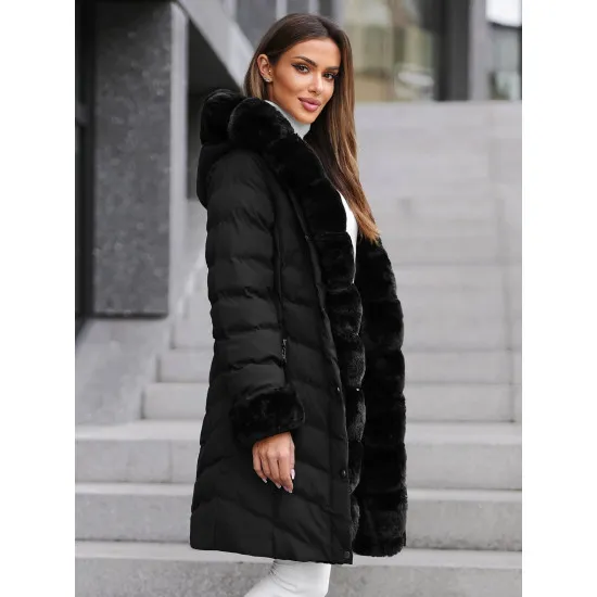 Jacket black with fur Dorter JS/5M3156/392