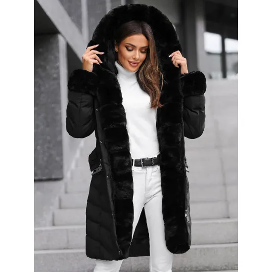 Jacket black with fur Dorter JS/5M3156/392
