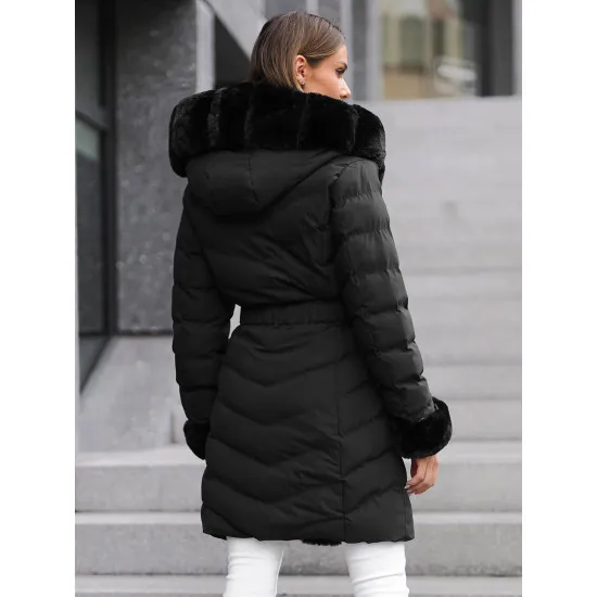 Jacket black with fur Dorter JS/5M3156/392