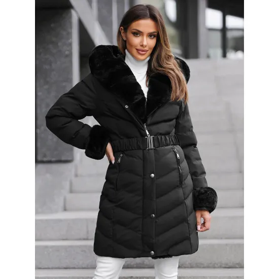 Jacket black with fur Dorter JS/5M3156/392