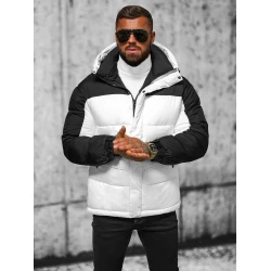 Balta vyriška dygsniuota žieminė striukė Poker