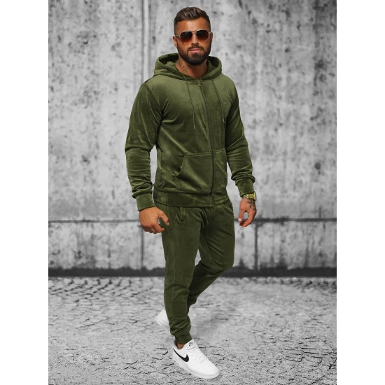 Tamsiai žalias vyriškas veliūrinis komplektas Silk Sportiniai kostiumai Premium