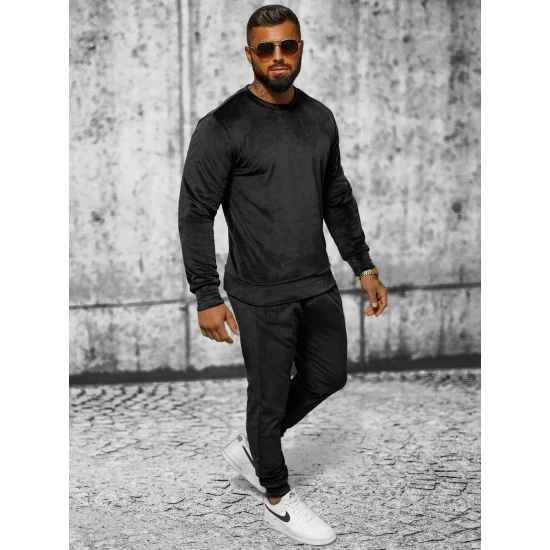 Juodas vyriškas veliūrinis komplektas Bill JS/8C1167/3 Premium