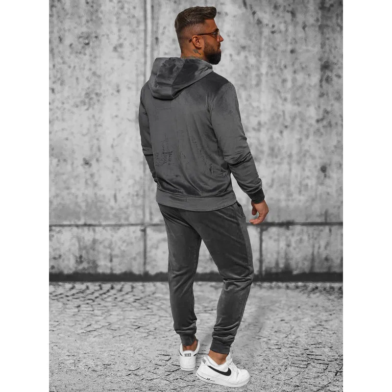 Pilkas vyriškas veliūrinis komplektas Style JS/8C1538 Premium