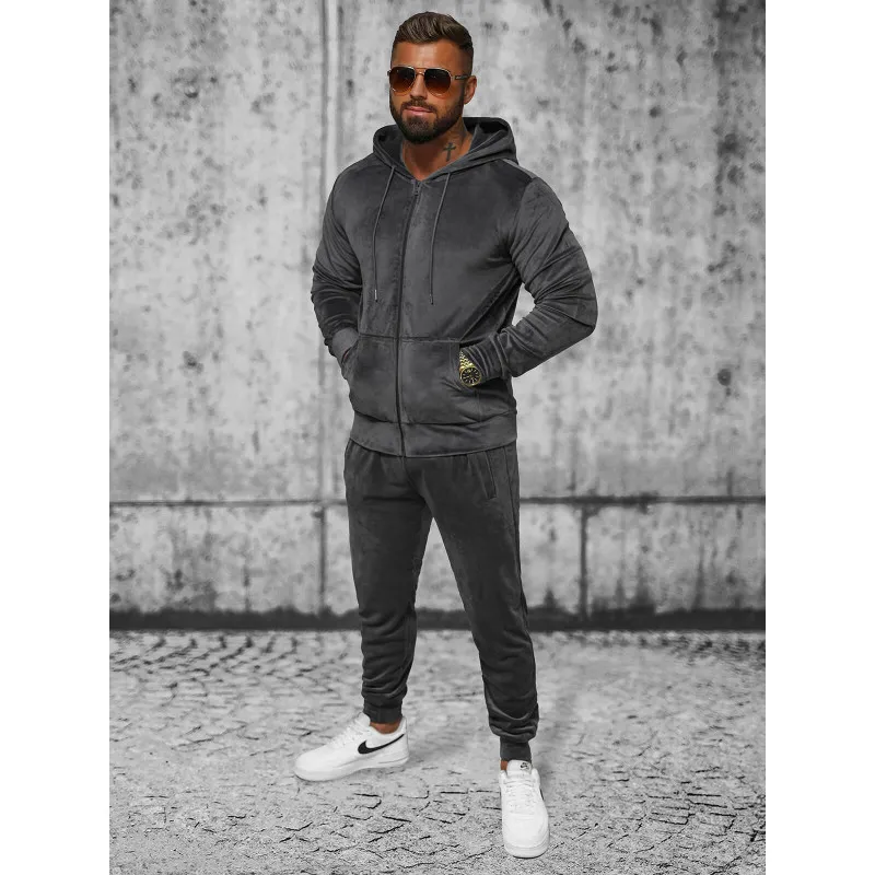 Pilkas vyriškas veliūrinis komplektas Style JS/8C1538 Premium