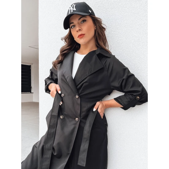 Juodas moteriškas plonas paltas Binc Striukės