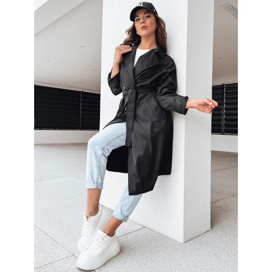 Juodas moteriškas plonas paltas Binc Striukės