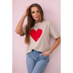 Moteriški smėlinės spalvos marškinėliai Madame