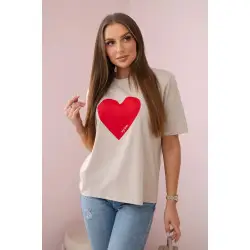 Moteriški smėlinės spalvos marškinėliai Madame